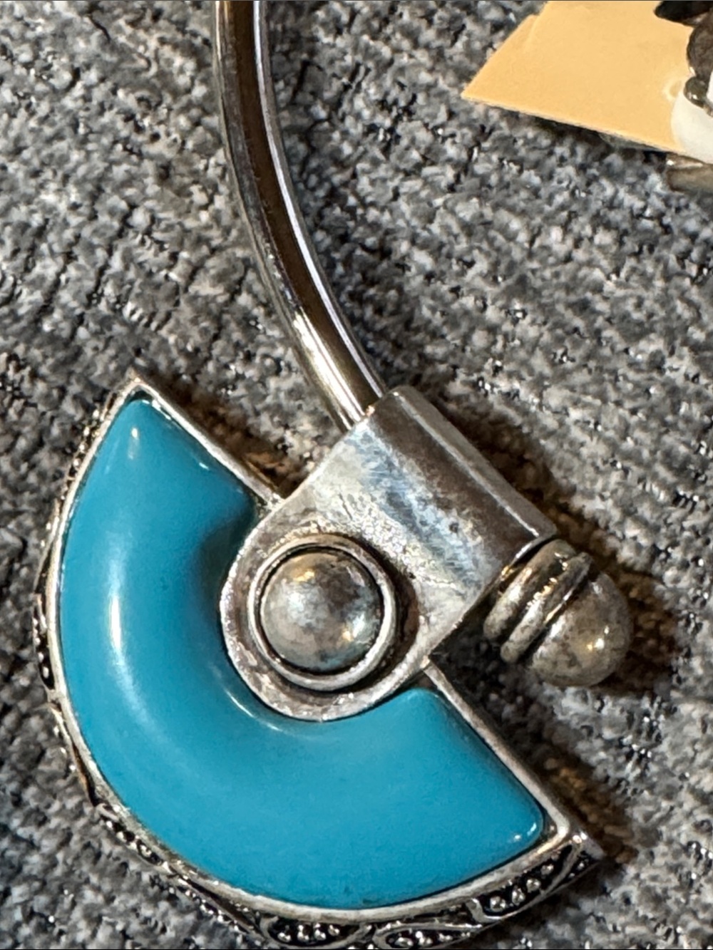 Silver-Tone Necklace & Clip On Earrings with Turquoise Crescent Accents - Picture 4 of 6